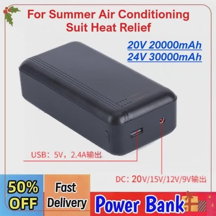 20V 24V 20000mAh 30000mAh Power Bank Portable USB Charger External Battery Pack for Summer Air Conditioning Suit Heat Relief