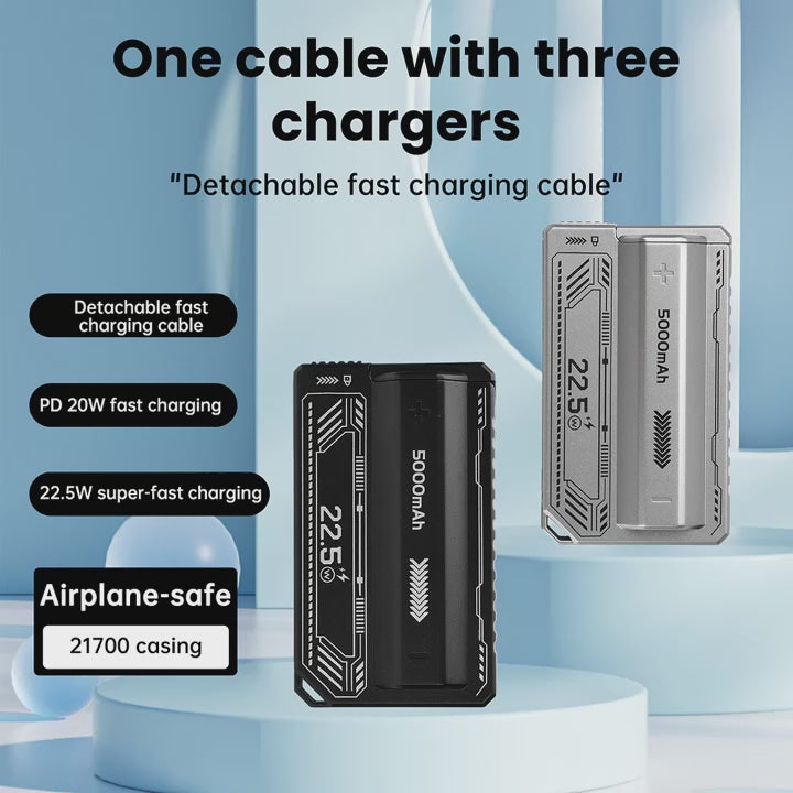 PD20W Power Bank Case High-Capacity 21700 Battery Case Fast Charging Built-in Cable Detachable DIY Power Bank Box