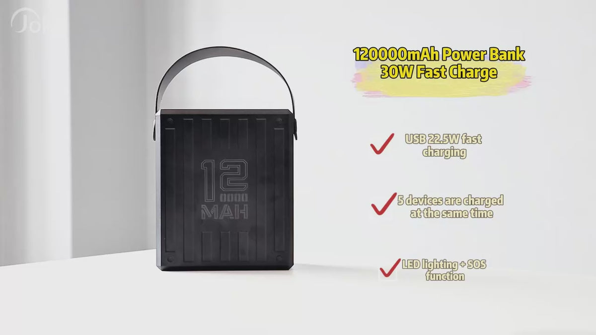 120000mAh Power Bank PD 30W Large Capacity Battery  Pack Fast Charge Portable Spare Auxiliary Battery With LCD Powerbanks Pack