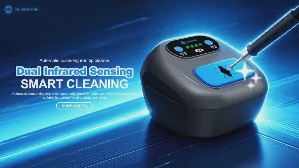 SUNSHINE S4 Smart Soldering Iron Tip Cleaner Automatic Infrared Sensor 3-Speed Adjustable Electric Cleaning Machine